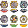 HENXFEN LEAD Porcelain Salad Bowl, 590ml Dessert Bowl Cereal Bowl, Multifunctional Flower Shaped Pasta Bowl for Ice Cream, Rice, Dessert, etc. Colourful, Pack of 6 - Bohemian Style