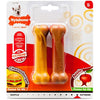 Nylabone Extreme Tough Dog Chew Toy Bones, Cheeseburger & Apple Flavour, 2-piece, Small, For Dogs Up To 11 kg
