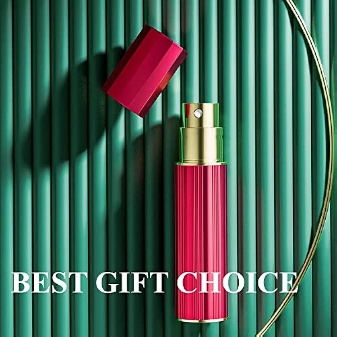 Aurdox Perfume Atomiser Refillable, Mini Travel Size Perfume Bottles Empty, Small Spray Bottle with Bottom Pump, Leaking Proof and Portable for Women and Men, Elegant Design, 5ml (Red