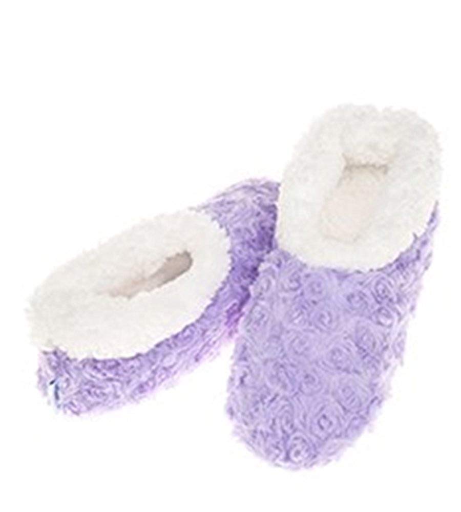 Ladies Super Soft Rose Textured Fur-Like Fabric Snoozies Slippers
