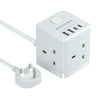 Cube Extension Lead with USB C Slots, 3 Way Power Extension with 4 USB (5V/3.1A 15.5W), Small Grey Tower Extension Lead for Home, Office, Dorm Room,