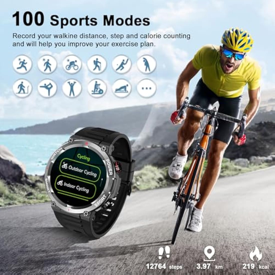 Blackview Military Smart Watch for Men (Answer/Make Calls), 1.39" HD Fitness Watch with Heart Rate SpO2 Sleep Monitor Stress Test, 100+ Sports Modes Waterproof Outdoor Smartwatch for iOS Android