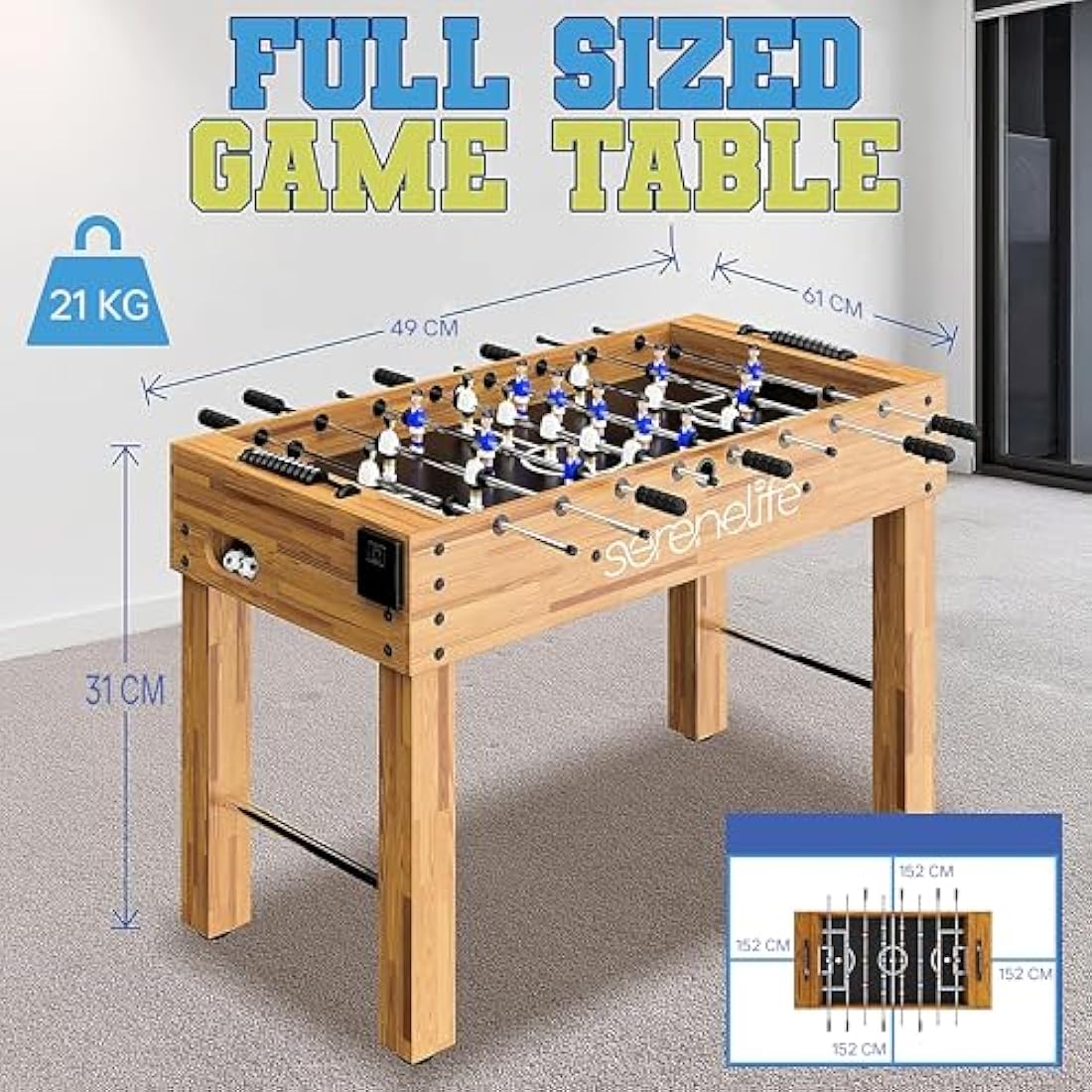 SereneLife 48" Competition Table Football Home Arcade Game Room