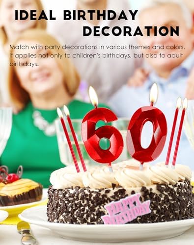 Red 10th Birthday Candles Set, Number 10 Candle with Red Long Candles, Birthday Candles for Cake, Birthday Candle, Cake Candles Cake Topper Decorations for Boys Girls Men Women Birthday Party Wedding