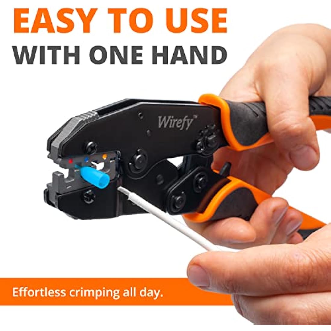 Crimping Tool for Heat Shrink Connectors - Ratcheting Wire Crimper - Crimping Pliers - Ratchet Terminal Crimper - Wire Crimp Tool by Wirefy