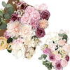 Artificial Flowers, Foam Fake Combo Box Set, Flowers with Stems, for DIY Floral Arrangements Bouquets Wedding Party Home Baby Shower Decor (Champagne Dusty Pink)