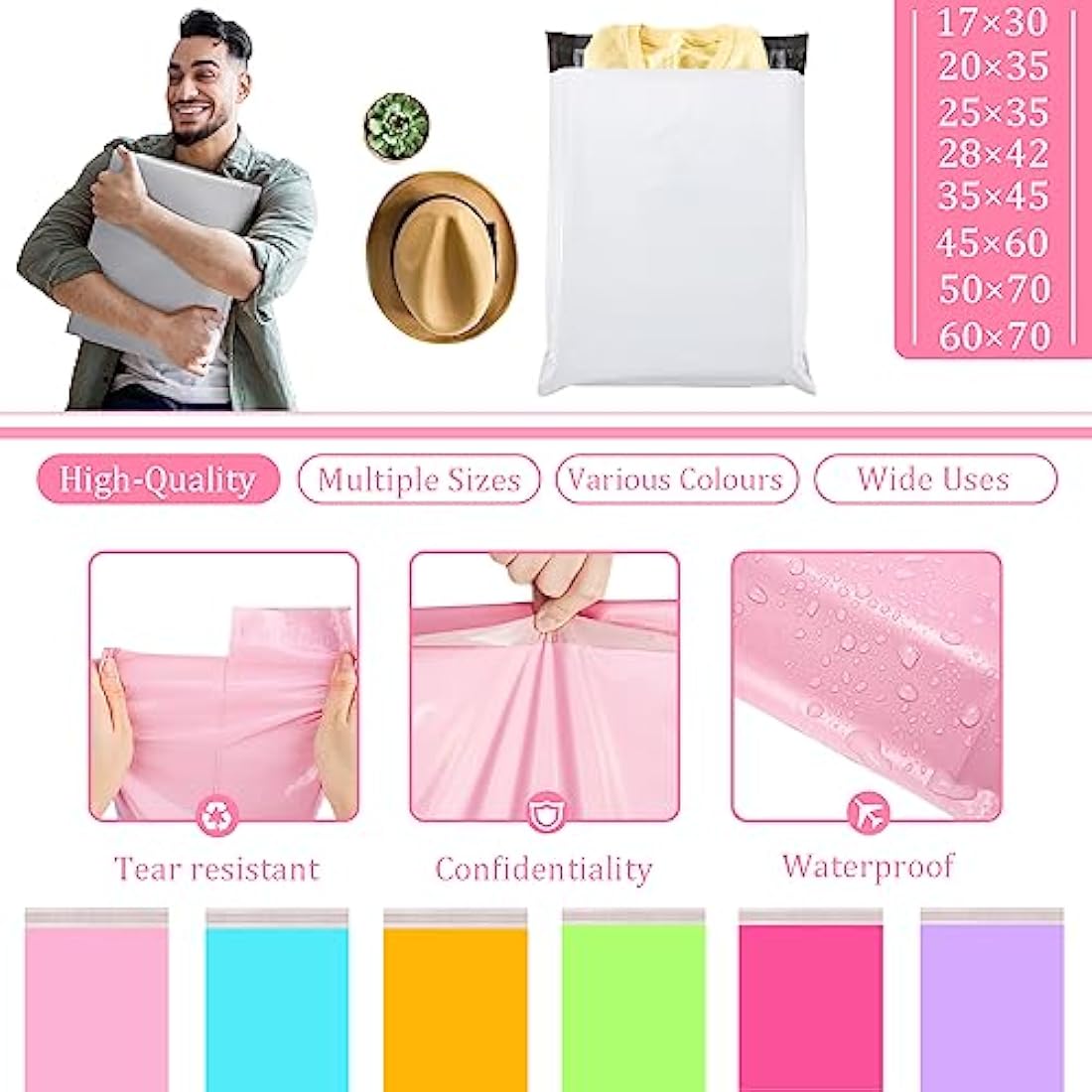 10pcs 50x70cm Pink Vinted Postage Bags Mailing Bags for Clothes,Mailing Poly Postal Self Seal Bags,Large Parcel Shipping Bags Strong Packaging Bags Delivery Bags Plastic Envelopes for Posting Clothes