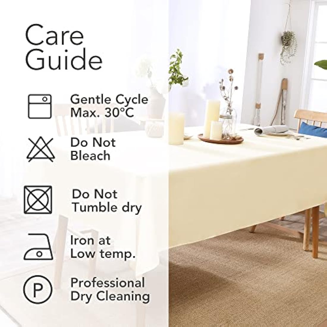 Deconovo Oxford Decorative Water Resistant Wipeable Table Cover Rectangle Tablecloth for Dining Table 132x178cm(52x70in) Beige