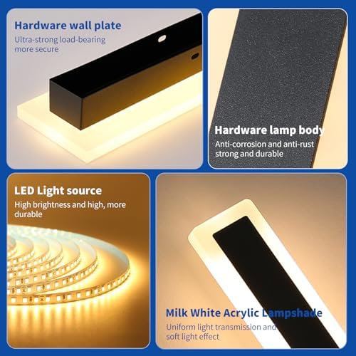 Modern 120cm LED Outdoor Wall Light, 2pack 42W 2520LM 3 Colour Temperature 3000k/4500k/6500k Wall Sconce, IP65 Rainproof Acrylic Outdoor Long Wall Light for Corridor, Villa, Balcony, Patio