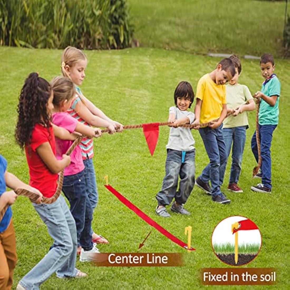 WYRJXYB Field Day Tug a War Rope Games 18M for Kids and Adult, Outdoor Outside Activities Carnival Easter Games for Kids Family Reunion Birthday Party Picnic Yard Fun Games, Summer Camping Game,Brown