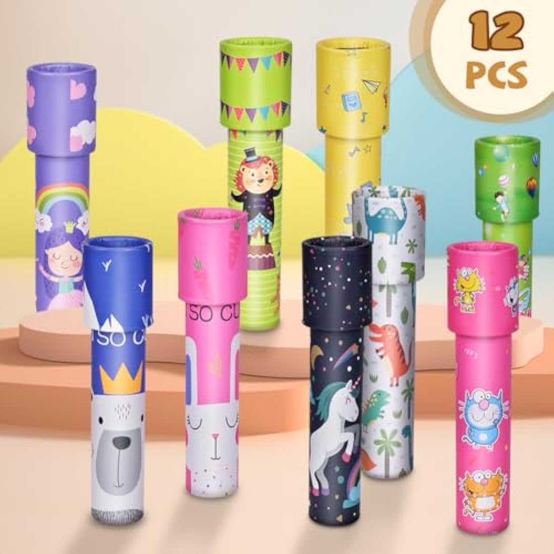 Ainiv 12 PCS Medium Kaleidoscope Toys for Kids, Retro Classic Kaleidoscopes Educational Toys for Kids New Year Christmas Stuffers Bag Fillers Birthday Party School Classroom Prizes(Random Color)
