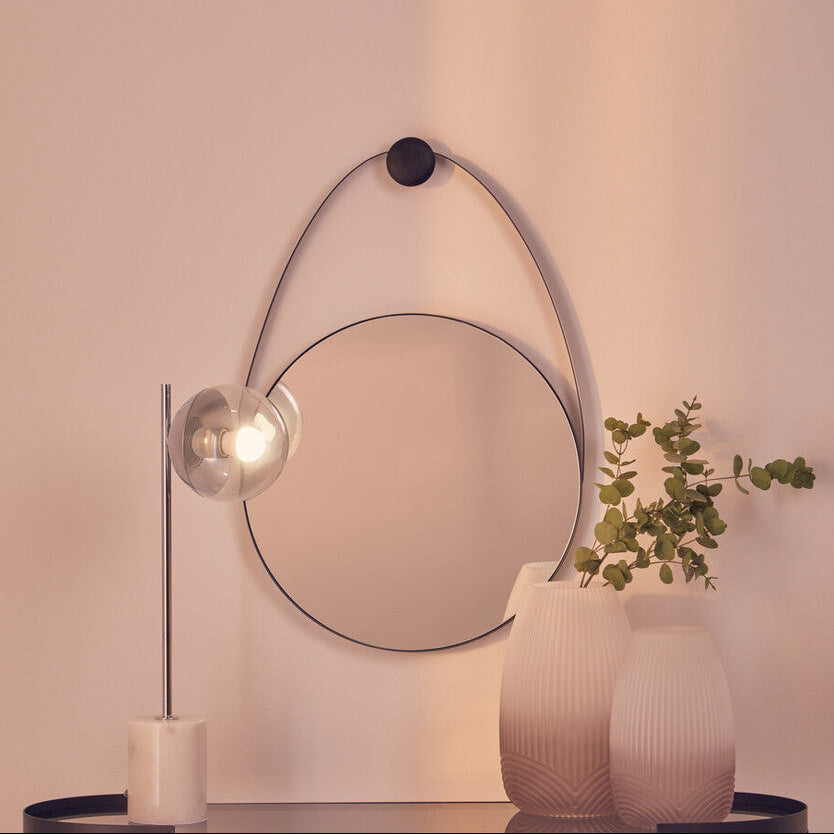 Trento Black Frame Hanging Loop Wall Mirror