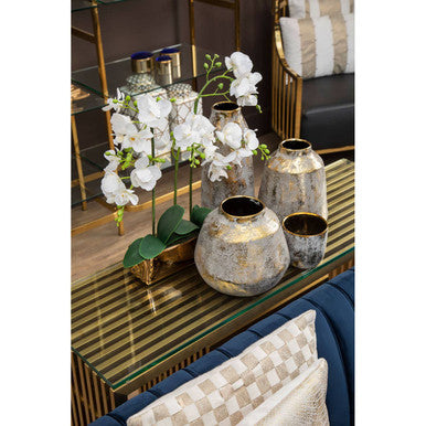 Orvena Large Grey and Gold Ceramic Vase