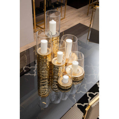 Martele Medium Hurricane Gold Candle Holder