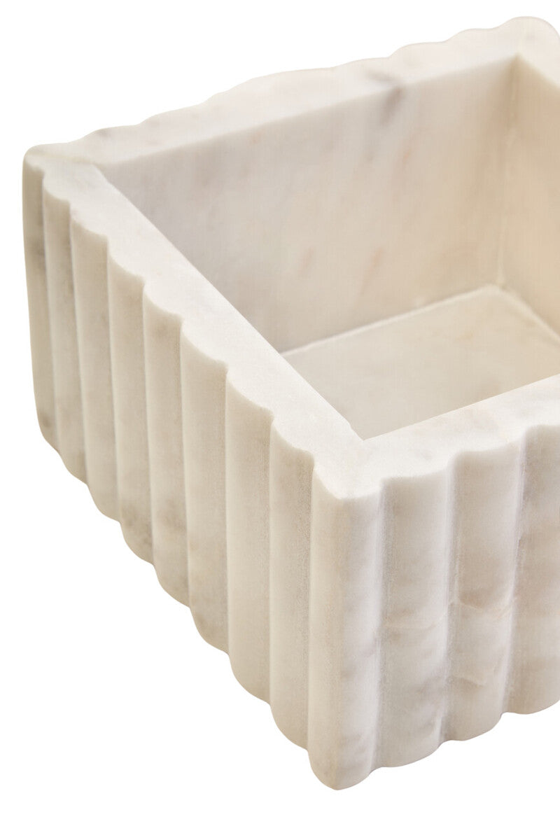 Savio Square White Fluted Marble Box