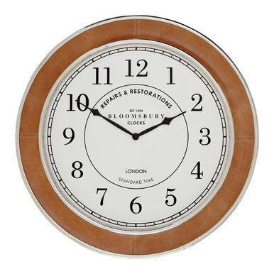 Churchill 58cm Dia Tan Genuine Leather Large Wall Clock