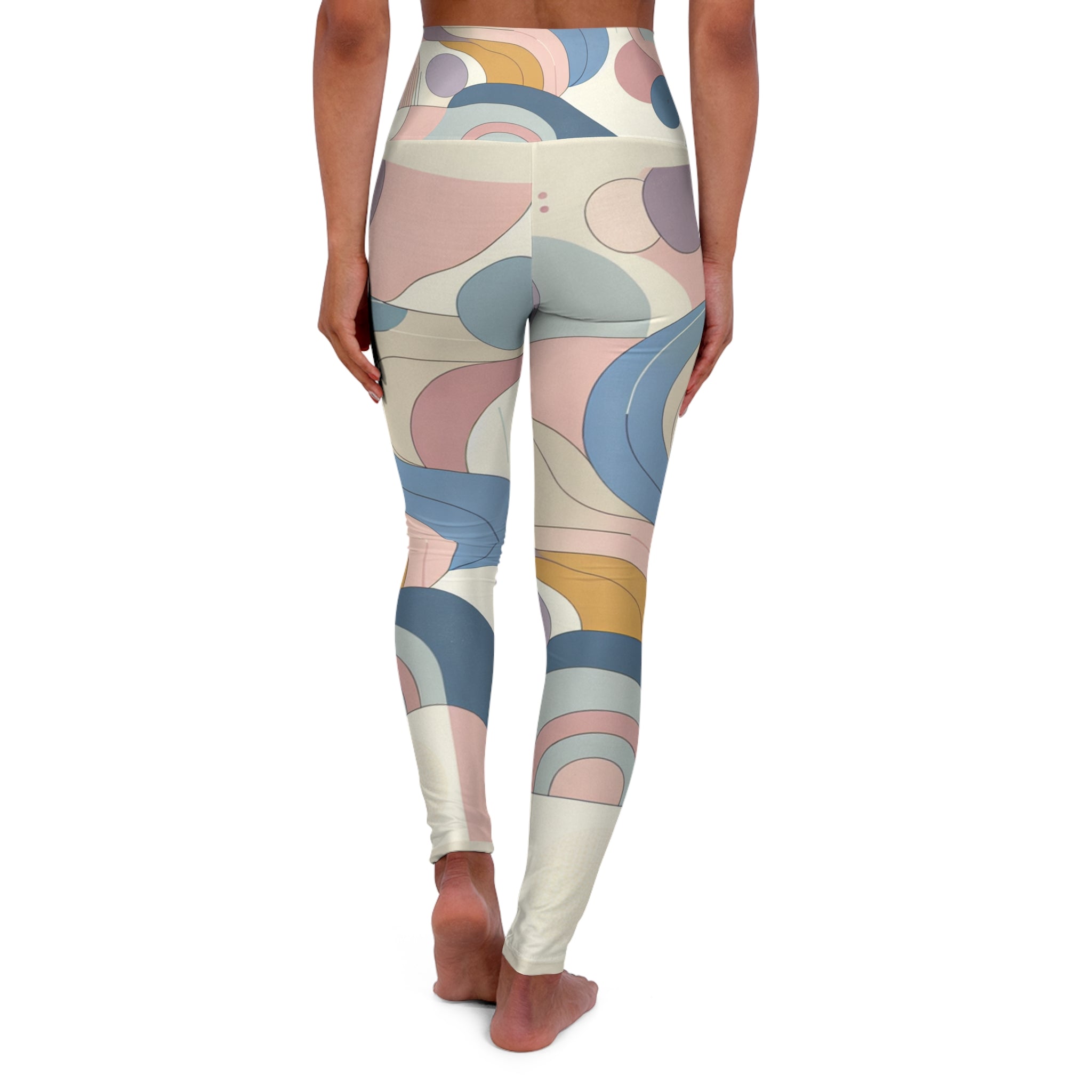 Elegant Abstract Pastel Leggings - Soft Blue, Pink, Lavender & Yellow Contemporary Design