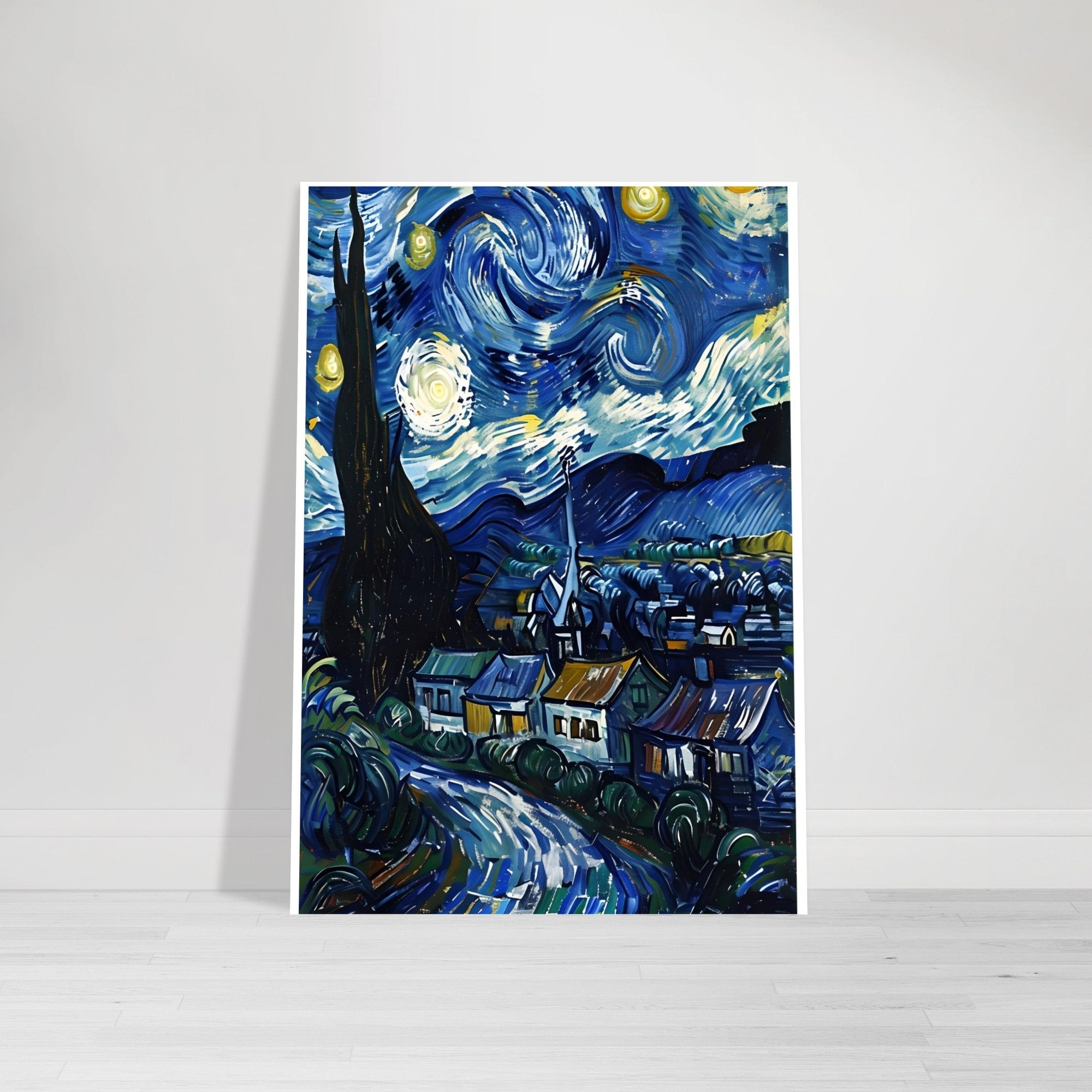 Starry Night Inspired Fine Art Print | Van Gogh Masterpiece Reproduction Poster | Classic Wall Decor