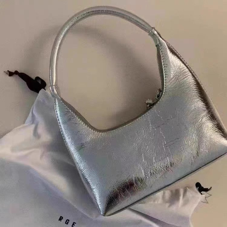 French Style Temperament Silver Hand Carrying Underarm Bag Women