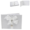 White Christening Guest Book - Silver Cross and Heart Charm