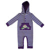 powell craft owl purple strippy hooded jumpsuit 6 - 12 months