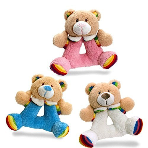 Keel Toys Rainbow Teddy Rattle 15cm - Pink