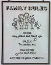 Home Works-Placca da muro in vetro, motivo: "Family Rules", stile Vintage, per porta