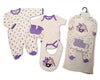 Brand New Baby Girl Jersey Cotton 5 Piece Clothing Gift Set Sleepsuit, Vest, Bib, Hat & mitts Pink Birds 3 Sizes (Newborn)
