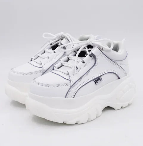 Heart - White Platform Sneaker Shoes with Thick Soles