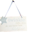 Blue Twinkle little star do you know how loved you are wooden hanging plaque