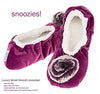 Luxury Purple Velvet effect Fur PomPom Snoozies Ballet Slippers SMALL UK 3
