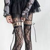 Dark Night Black Ribbon Bow Fishnet Japanese Hollow-out Pantyhose