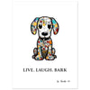 Live Laugh Bark Dog Wall Art – Colourful Mosaic Puppy Print, Funny Pet Quote Poster, Gift for Dog Lovers