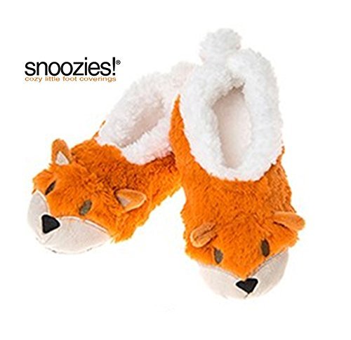 Childrens Animal Snoozies Soft Sherpa Fleece Fluffy Slippers (1-2 UK MEDIUM, ORANGE FOX)