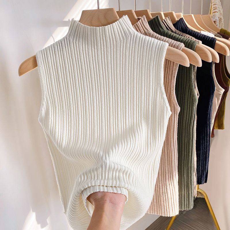 Women's Korean-style Half Turtleneck Knitted Inner Match Vest
