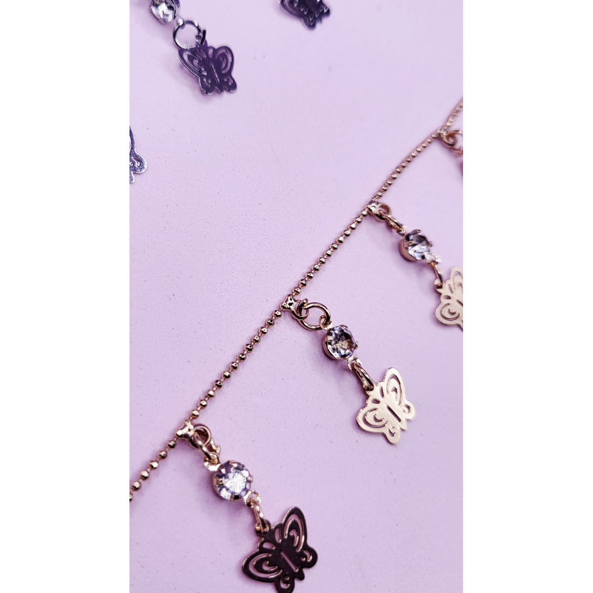 Crystal Butterfly Charm Anklet