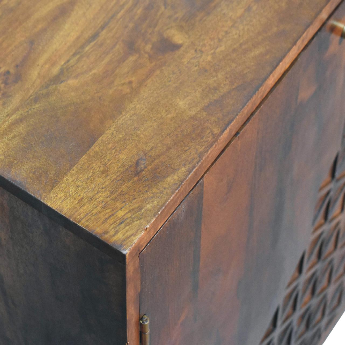 Artisan Furniture Solid Mango Wood Chestnut Dice Cabinet