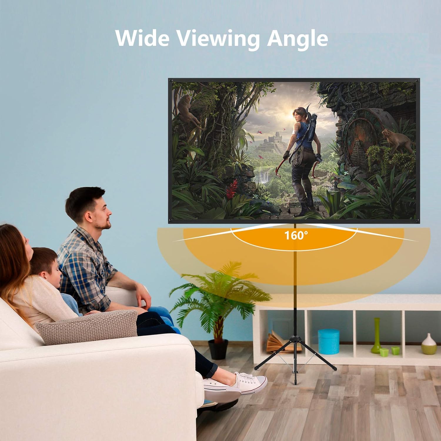 Projector Screen with Stand 100 Inch 16:9 Portable Outdoor Tripod excelimage