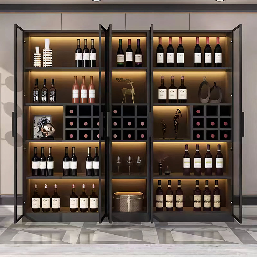 Hampshire I Wine Cabinet, Wine Storage With Glass Doors & Lights