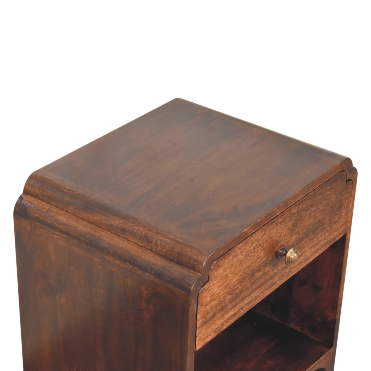 Artisan Furniture Solid Wood California Walnut Newton Bedside, 1 Drawer and Open Shelf, Dark Brown
