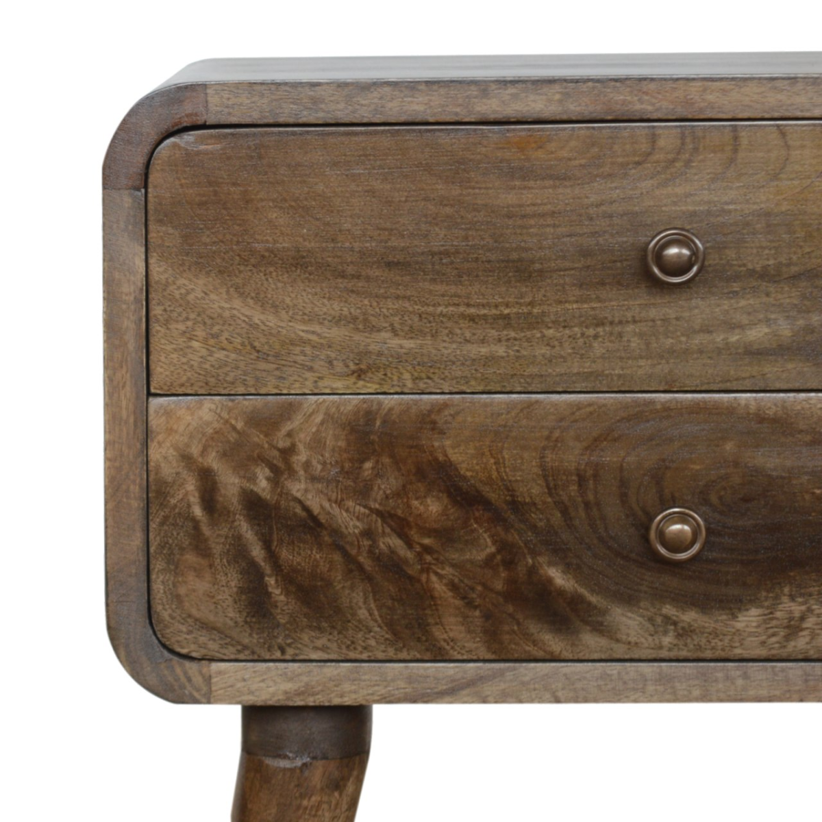 Artisan Furniture Solid Wood Curved Classic Grey Washed Bedside