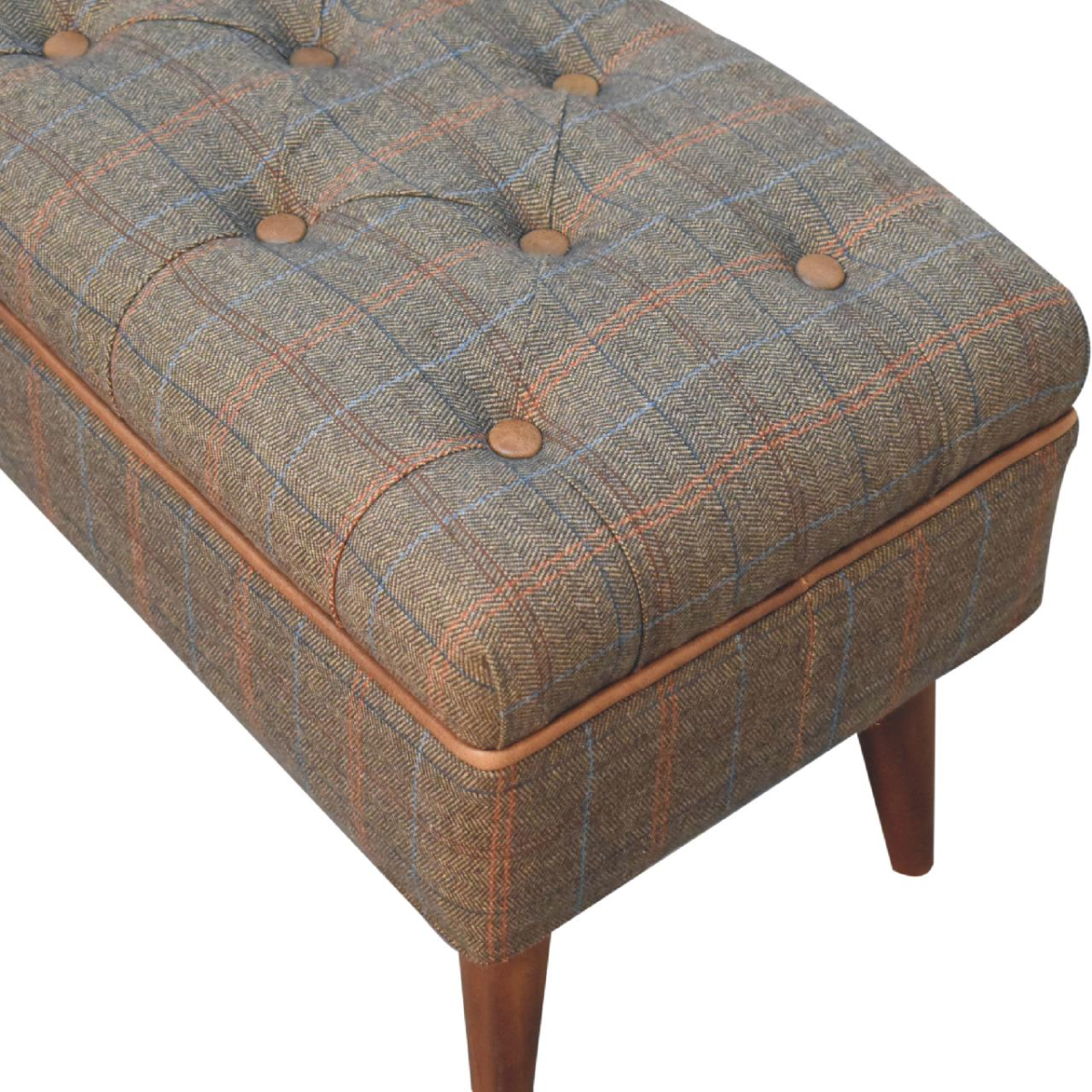 Artisan Furniture Solid Wood Multi Tweed Buffalo Pipe Bench