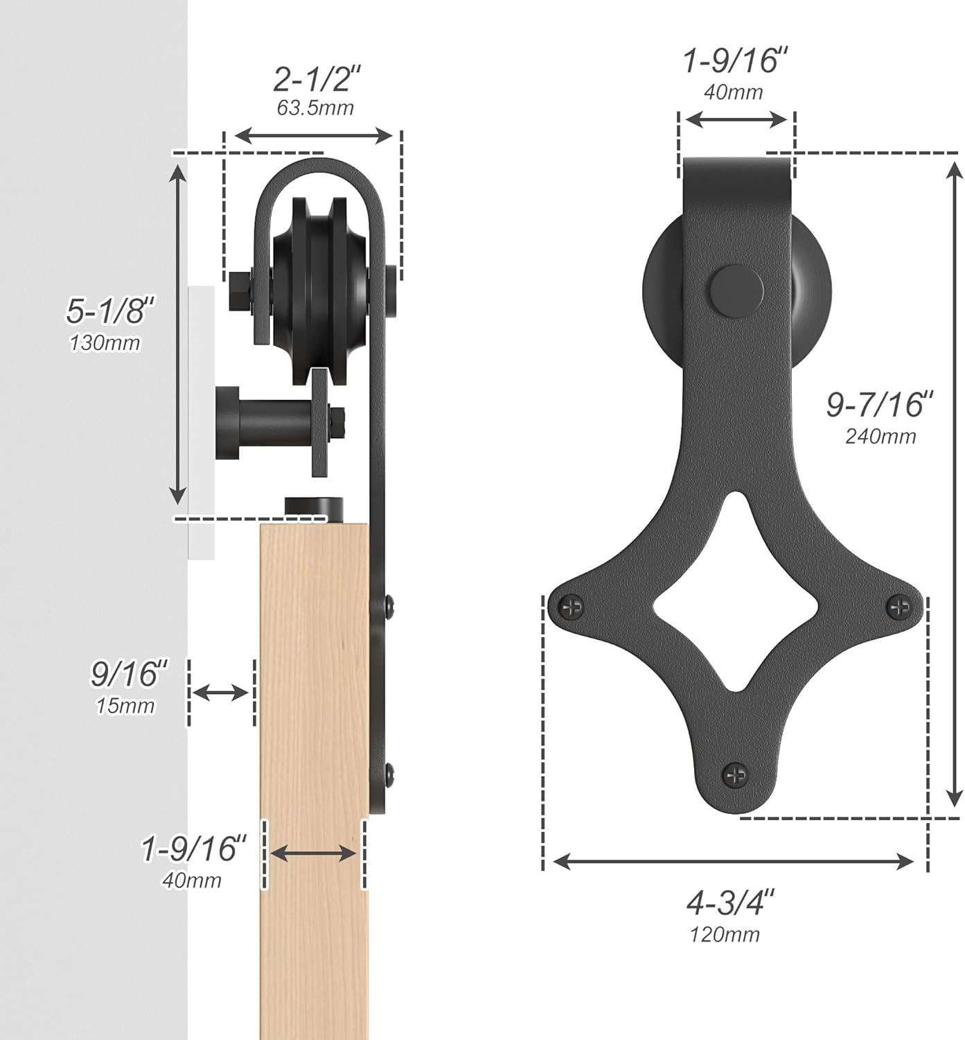 Sliding Barn Door Kit 6.6FT Heavy Duty Steel Track Black Rhombic SANKEYTEW
