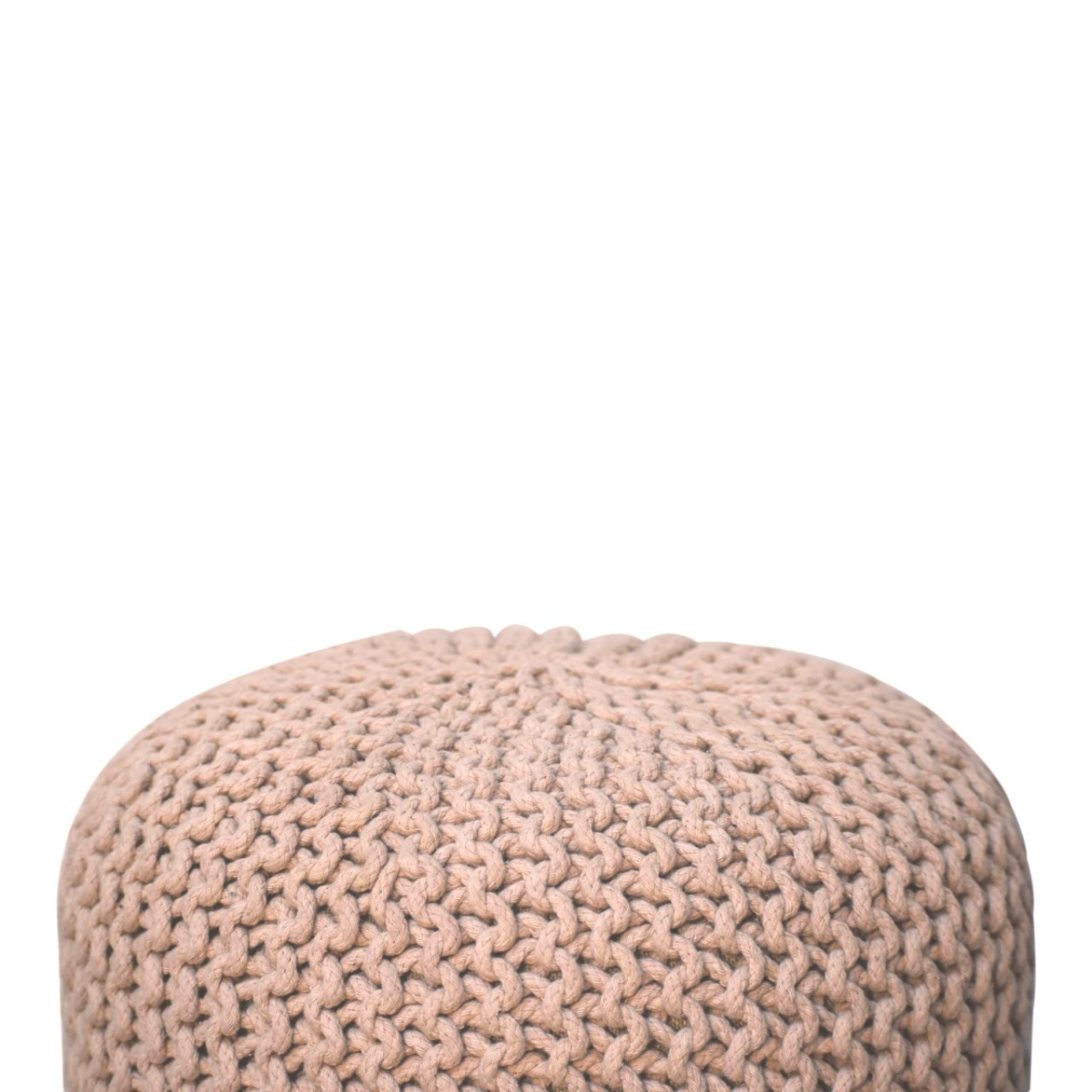 Artisan Furniture Solid Mango Wood Keeva Beige Round Footstool