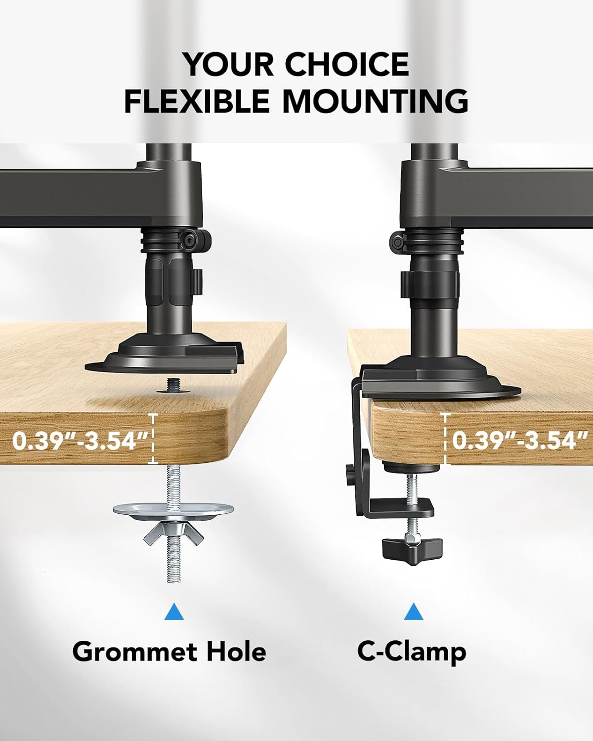 Dual Monitor Stand Long Arms 13 to 32 Inch Taller Adjustable Mount HUANUO