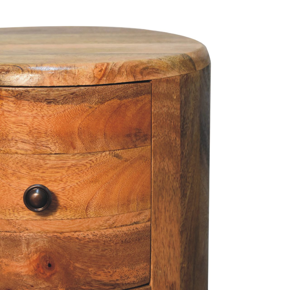 Artisan Furniture Solid Mango Wood Oak-ish Drum Chest