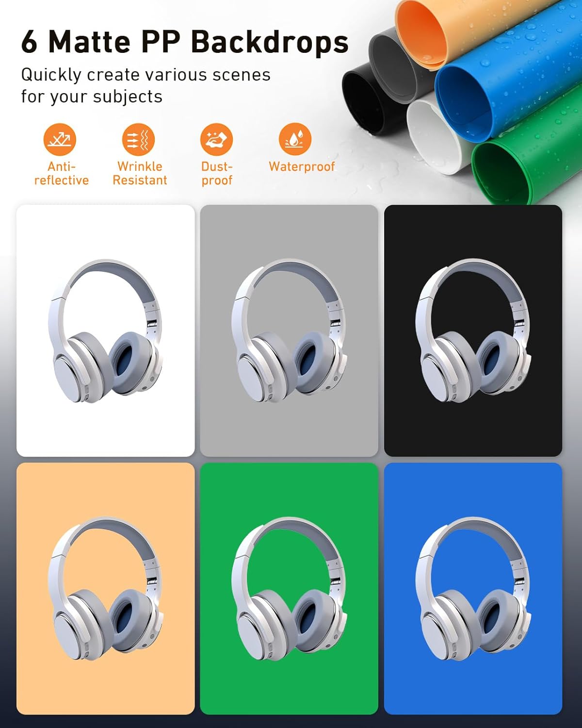 Light Box Photography 80cm 5600K Dimmable LED Studio with 6 Backdrops DUCLUS