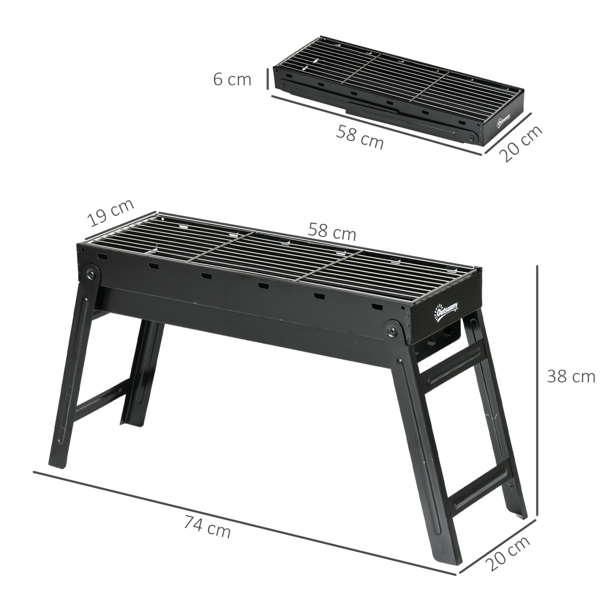 Outsunny Portable Charcoal Grill with Pull-Out Charcoal Basin