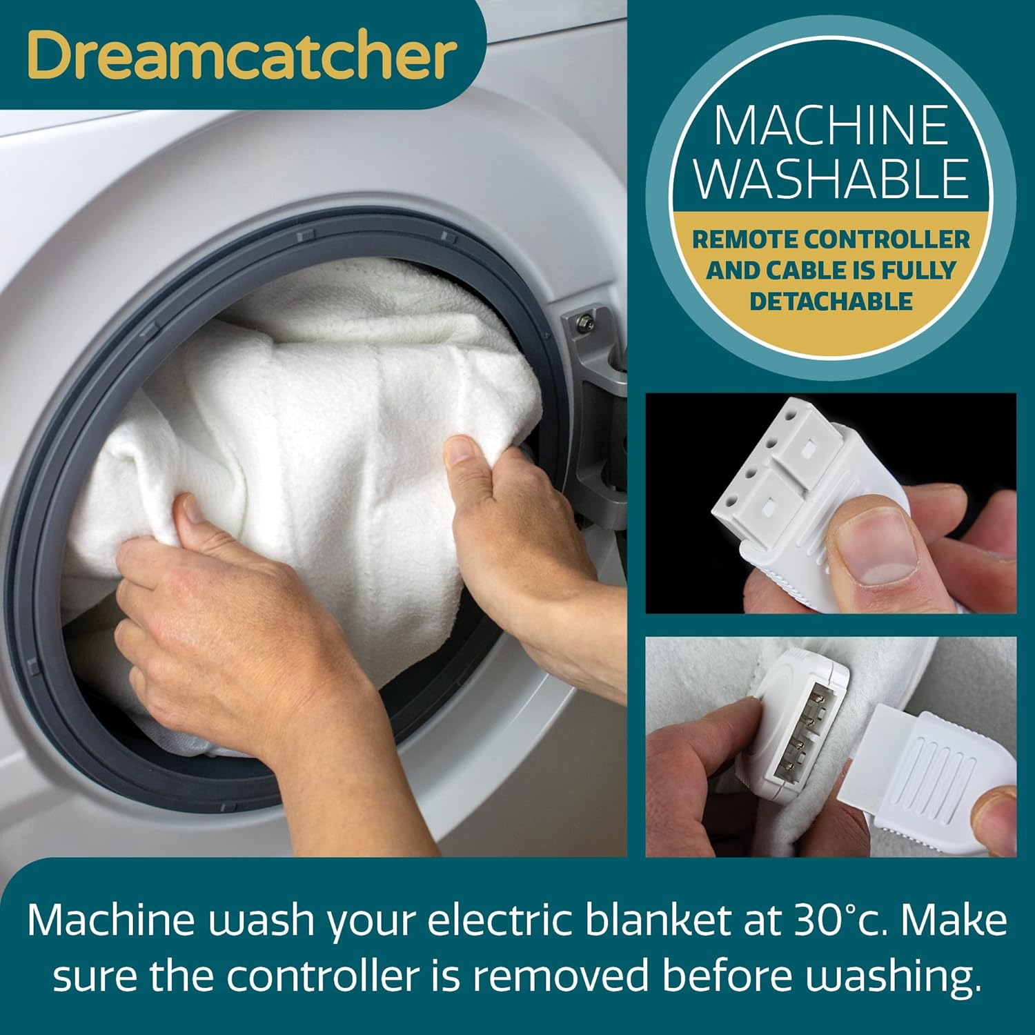 King Electric Blanket 165x137cm Soft Polyester with 3 Heat Settings Dreamcatcher
