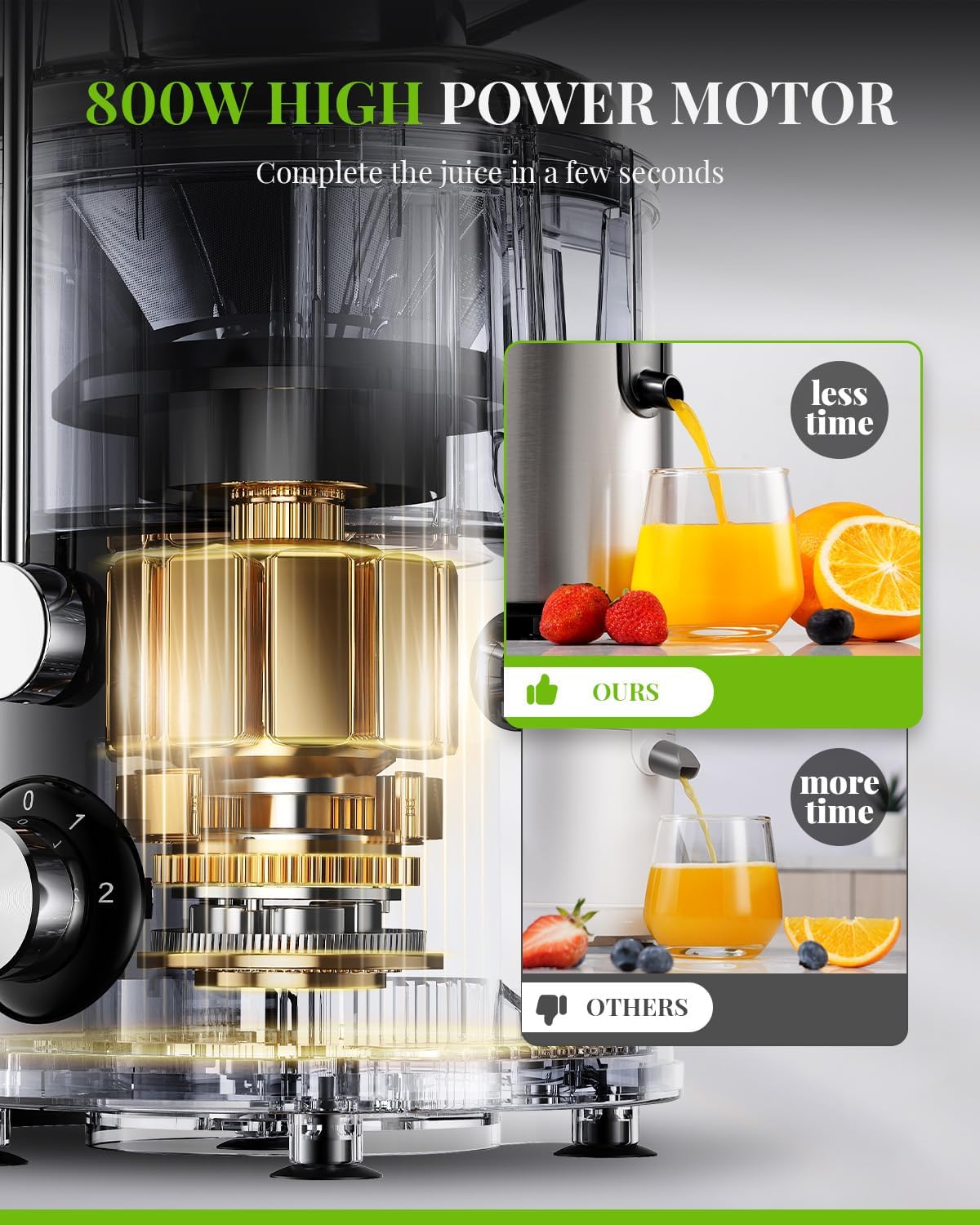 Juicer Machine 800W 3 Speed Control Stainless Steel Extractor SHARDOR